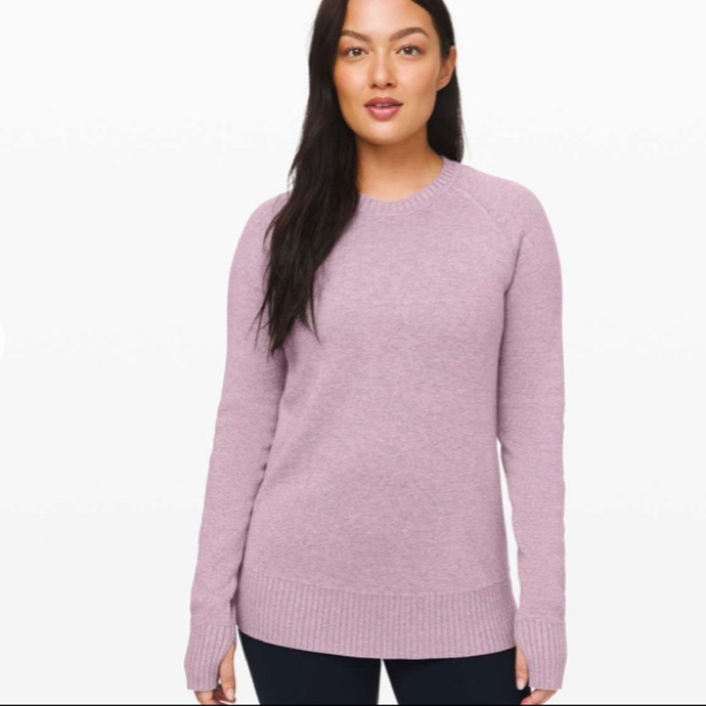 XS Lululemon Still Lotus Reversible Knit Sweater Lavender Yak Blend NWT